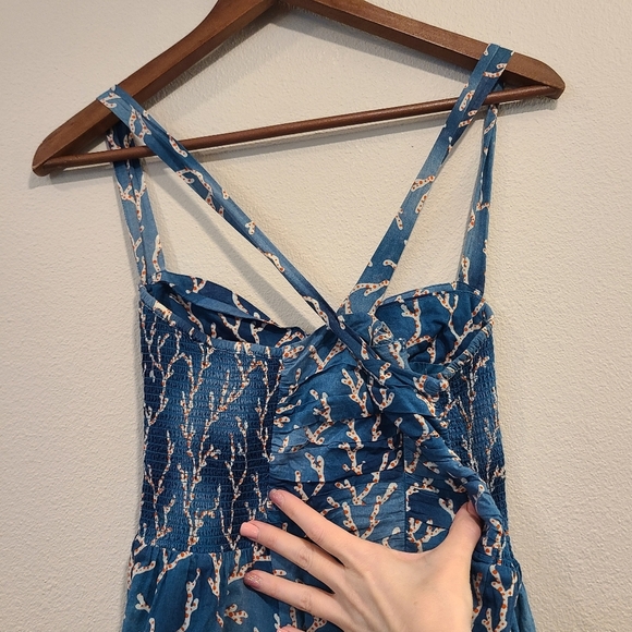 Anthro HD in Paris Acropora Blue Coral Fit & Flare Dress - Picture 6 of 7